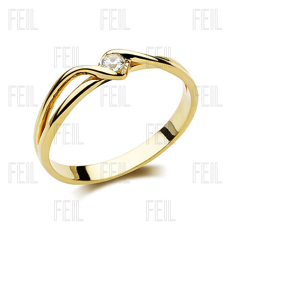 Inel de Logodna Solitaire Dama Aur Galben 14kt cu un Briliant Rotund, Sina Despicata-img1