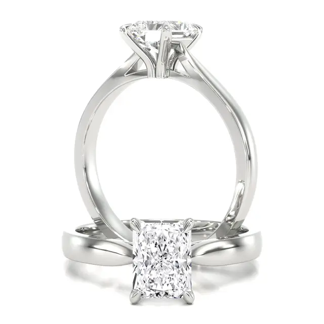Inel de Logodna Solitaire Dama Platina 950 cu Diamant Radiant in Setare 4 Gheare-img1