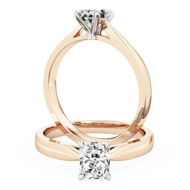 Inel de Logodna Solitaire Dama Aur Roz 18kt cu Diamant Radiant in Setare 4 Gheare-img1