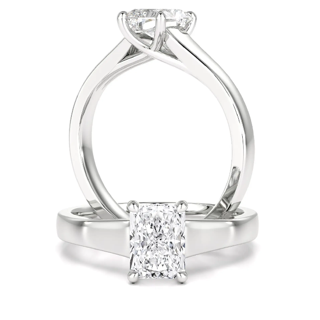 Inel de Logodna Solitaire Dama Platina 950 cu Diamant Radiant in Setare 4 Gheare-img1