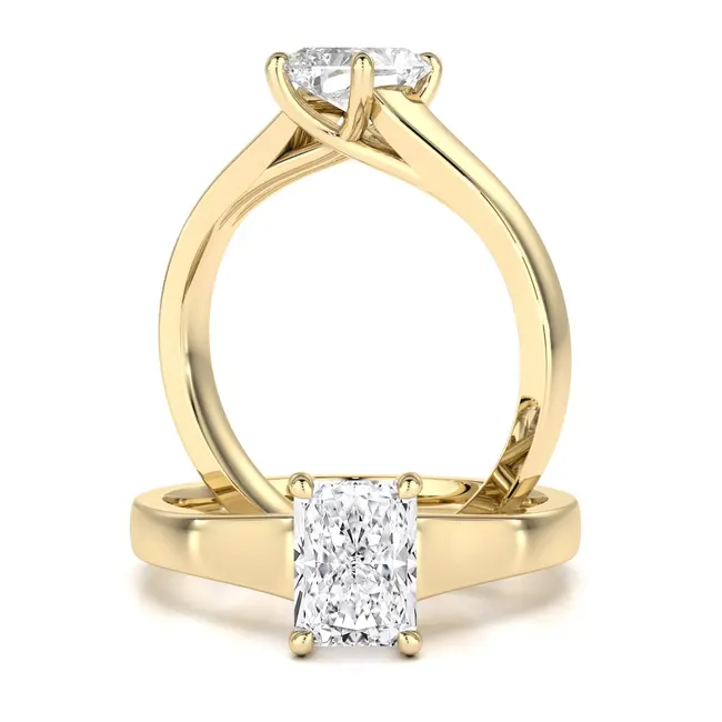 Inel de Logodna Solitaire Dama Aur Galben 18kt cu Diamant Radiant in Setare 4 Gheare-img1