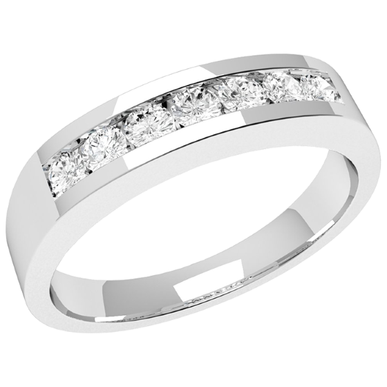 Halb Eternity Ring für Dame in Platin mit 7 runden Diamanten in Kanalfassung-img1