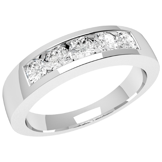 Half Eternity Ring for women in platinum with 5 round diamonds in a channel setting-img1