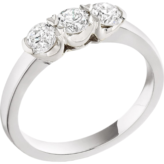 Three Stone Ring/Engagement Ring for women in platinum with 3 round diamonds in a claw setting-img1