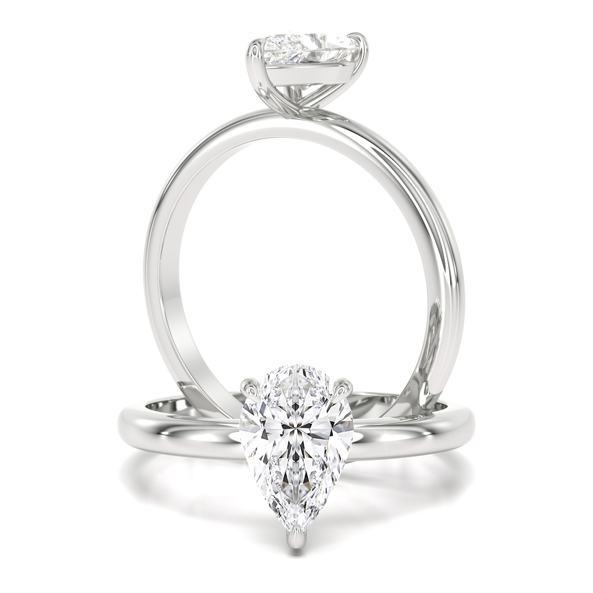 RD061W Inel de Logodna Solitaire Dama Platinum 950 cu un Diamant Forma Para si un Diamant Secret-img1