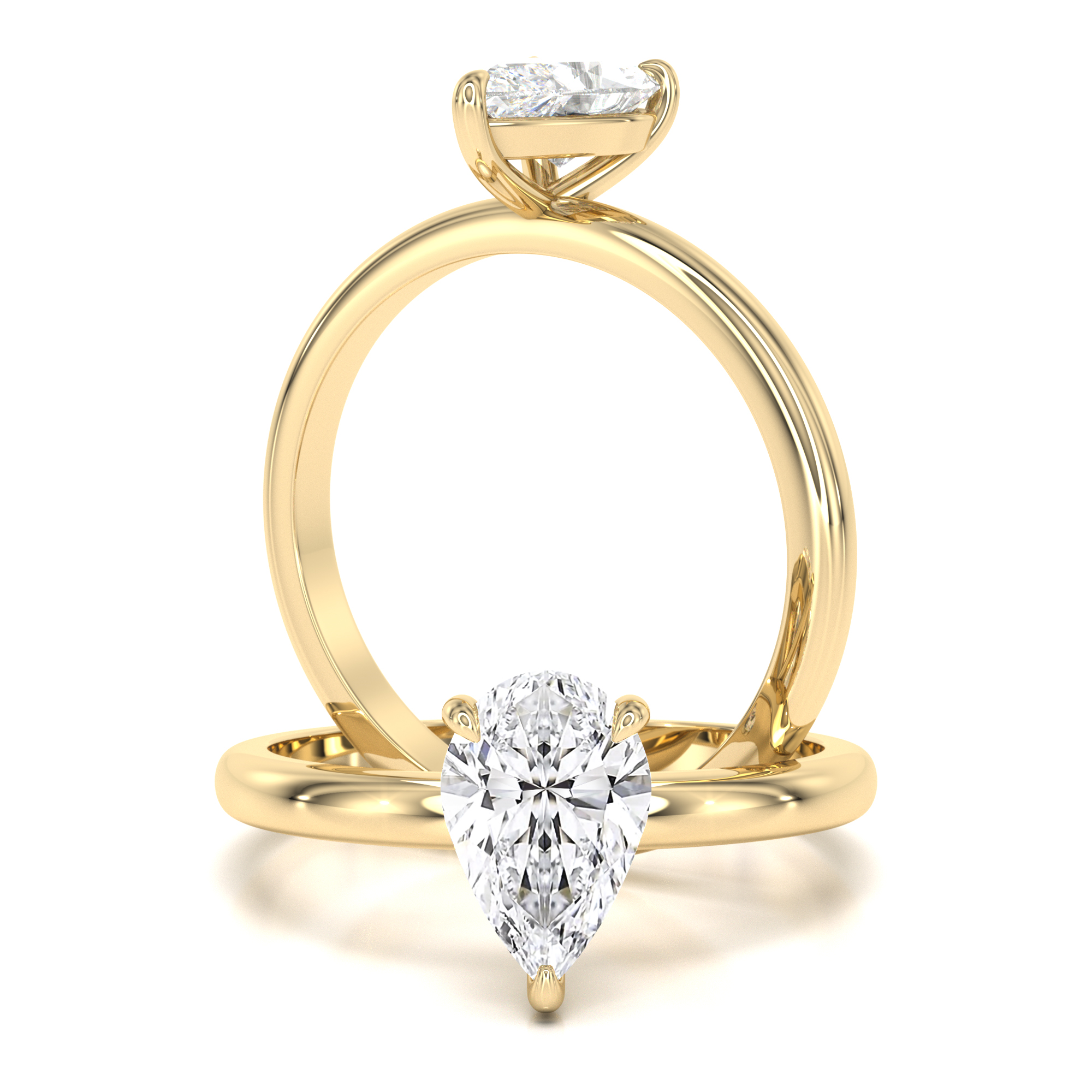 RD061Y Inel de Logodna Solitaire Dama Aur Galben 18kt cu un Diamant Forma Para cu un Diamant Secret-img1