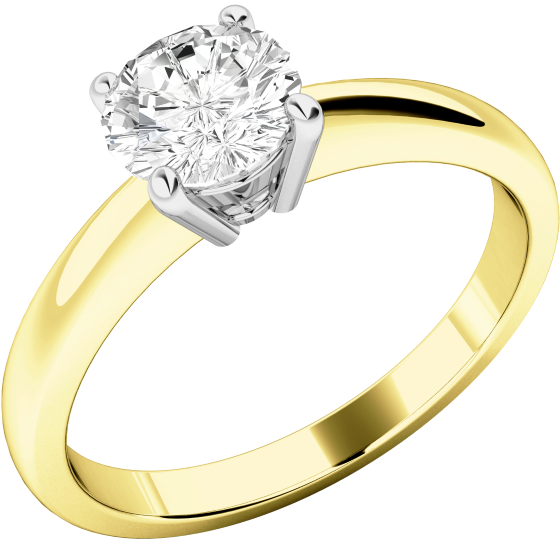 Single Stone Engagement Ring for Women in 18ct Yellow and White Gold with a Round Diamond in a 4-claw Setting-img1