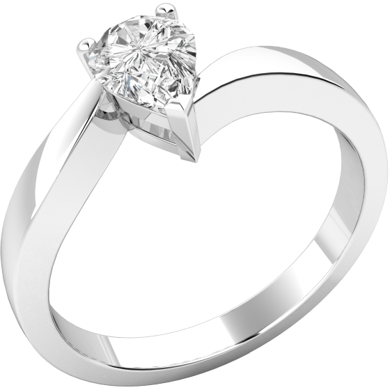 Single Stone Twist Engagement Ring for Women in Platinum with a Pear-Shaped Diamond in a Claw Setting-img1