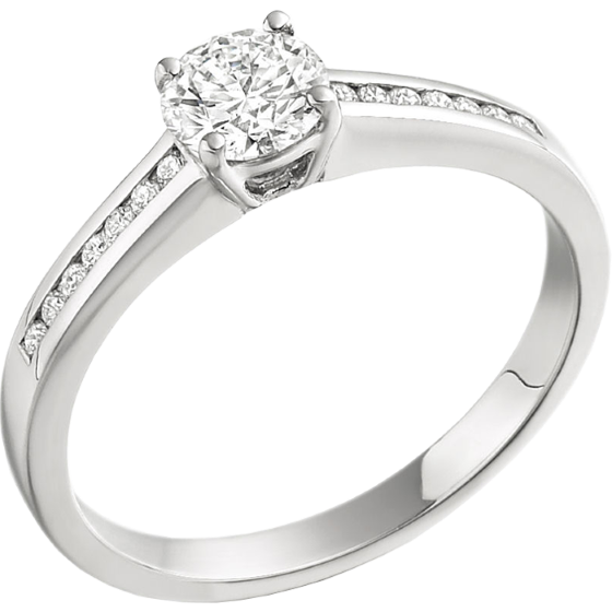 Single Stone Engagement Ring With Shoulders for Women in Platinum with a Round Brilliant Centre and Round Shoulder Diamonds-img1