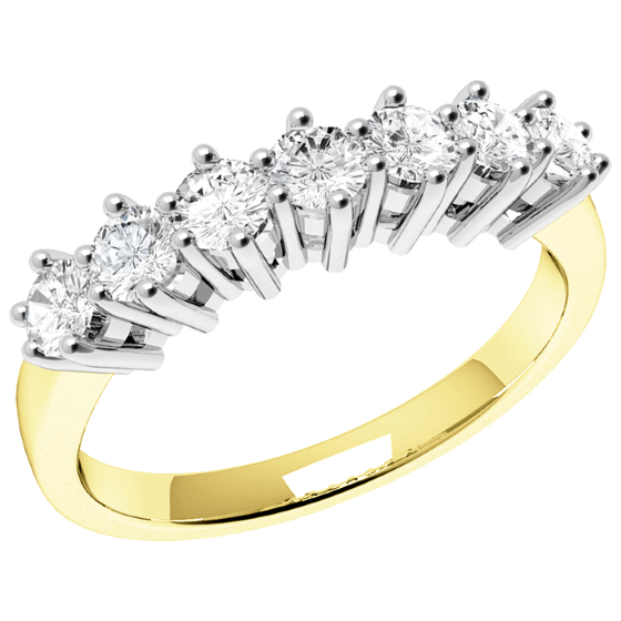 Halb Eternity Ring für Dame in 18kt Gelbgold und Weißgold mit 7 runden Brillantschliff Diamanten-img1