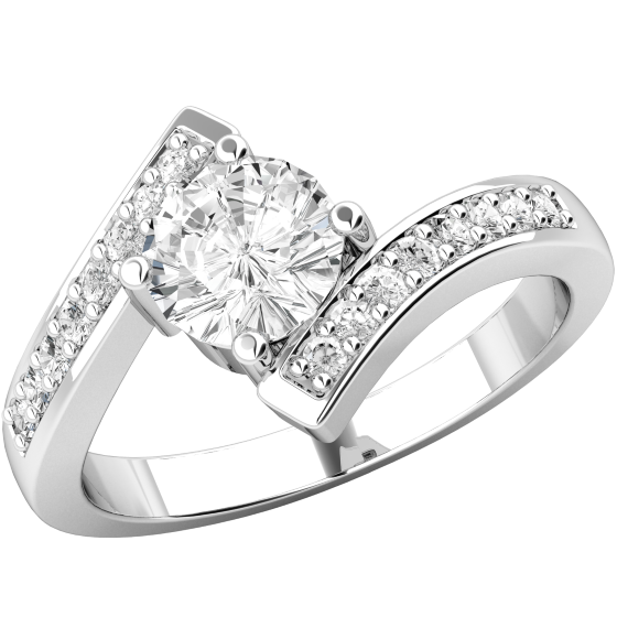 Single Stone Engagement Ring With Shoulders for Women in Platinum with a Round Brilliant Cut Diamond Centre and Round Brilliant Cut Diamond Shoulders-img1