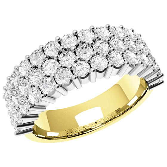 Half Eternity Ring/Dress Cocktail Ring for women in 18ct yellow and white gold with 43 round brilliant cut diamonds in a claw setting-img1