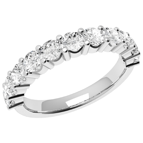 Halb Eternity Ring für Dame in 9kt Weißgold mit 11 runden Brillant Schliff Diamanten in Krappenfassung-img1