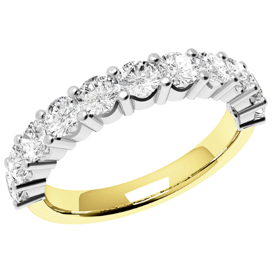 Half Eternity Ring for women in 18ct yellow and white gold with 11 round brilliant cut diamonds in claw setting-img1