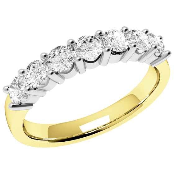 Half Eternity Ring for women in 18ct yellow and white gold with 7 round diamonds in a 4-claw setting-img1