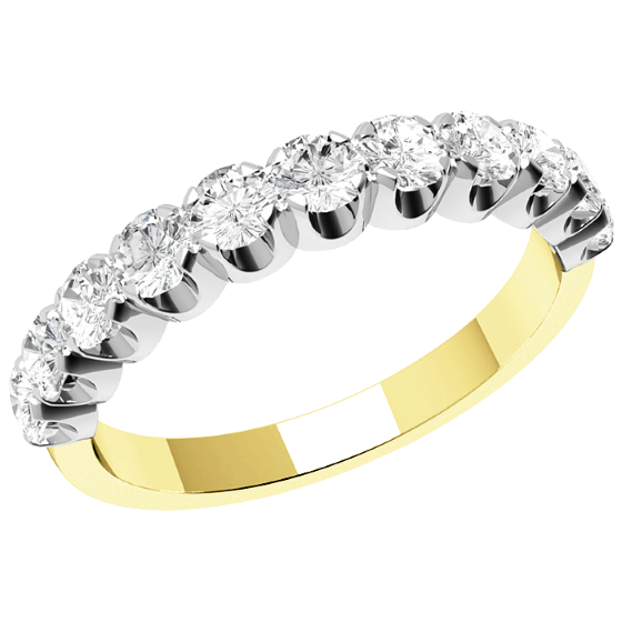 Half Eternity Ring for women in 18ct yellow and white gold with eleven round brilliant cut diamonds in claw setting-img1