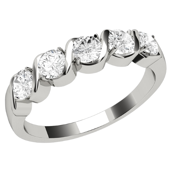 Half Eternity Ring for women in platinum with 5 round brilliant diamonds-img1