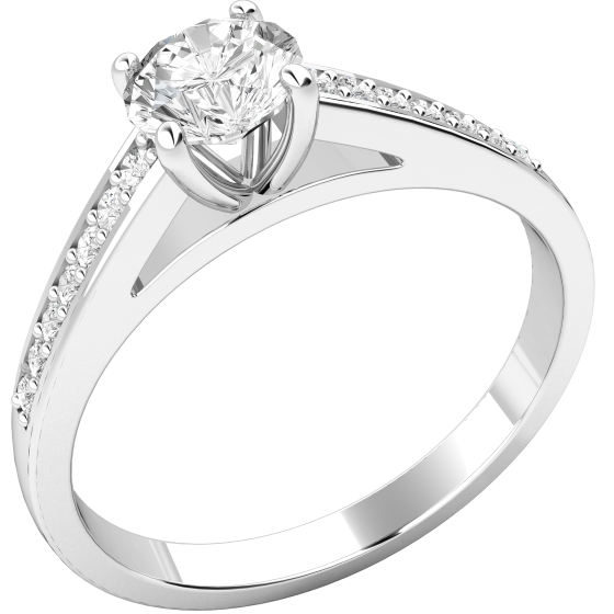 Single Stone Engagement Ring With Shoulders for Women in Platinum with a Round Brilliant Cut Centre Diamond and Round Brilliant Cut Diamond Shoulders-img1