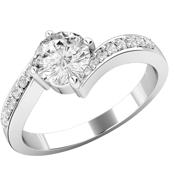 Single Stone Engagement Ring With Shoulders for Women in Platinum with a Round Brilliant Cut Centre and Round Brilliant Diamond Shoulders-img1