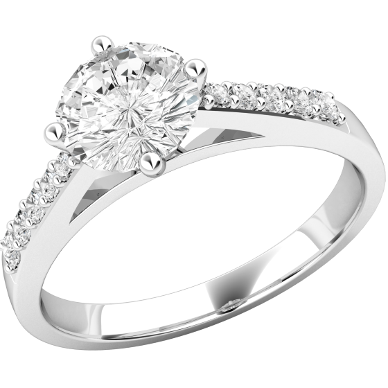 Single Stone Engagement Ring With Shoulders for Women in Platinum with a Round Centre and Round Diamonds on the Shoulders-img1