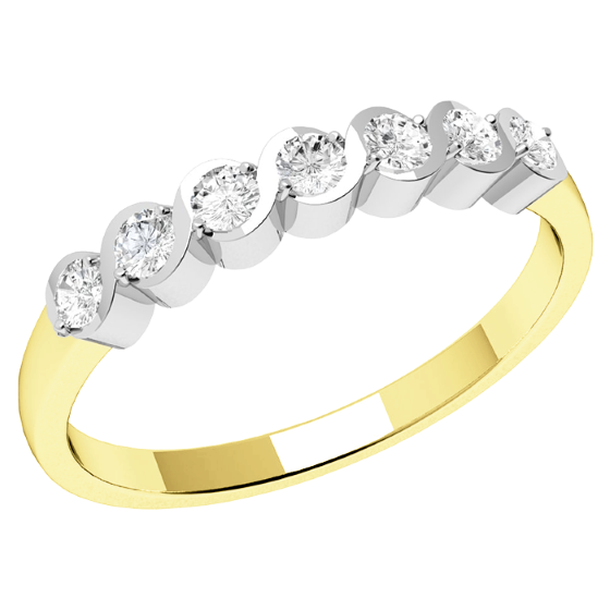 Half Eternity Ring for women in 18ct yellow and white gold with 7 round brilliant cut diamonds-img1