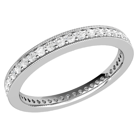 Voll Eternity Ring/Ehering mit Diamanten für Dame in 9kt Weißgold mit runden Brillant Schliff Diamanten in Krappenfassung-img1