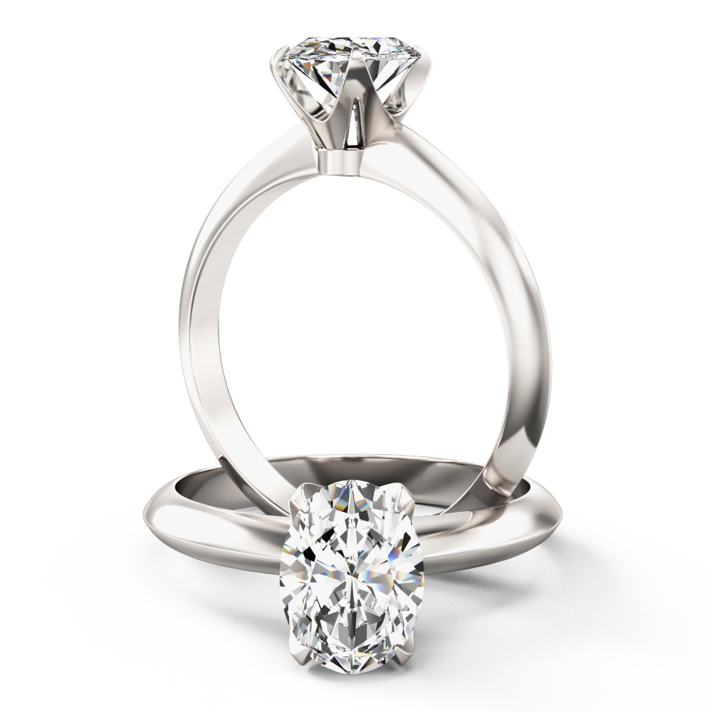 Inel de Logodna Solitaire Dama Platinum 950 cu un Diamant Oval in Setare 4-Gheare-img1