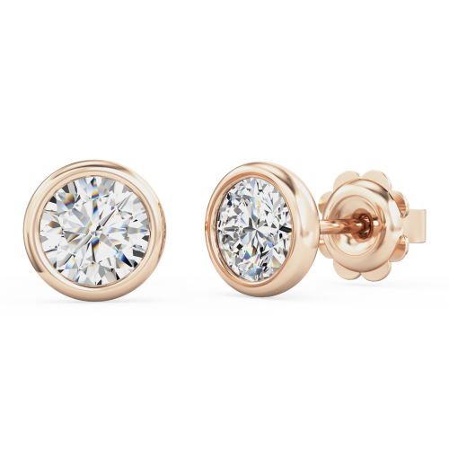 Cercei Stud Aur Roz 18kt cu Diamante Rotunde Brilliant-img1