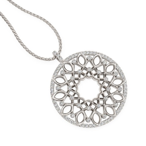 Pandantiv cu Mai Multe Diamante Aur Alb 18kt cu o Serie Superba de Diamante Rotunde Brilliant-img1