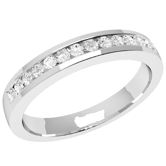 Half Eternity Ring/Diamond set wedding ring for women in platinum with 14 round brilliant cut diamonds in channel setting, court, width 2.9mm-img1