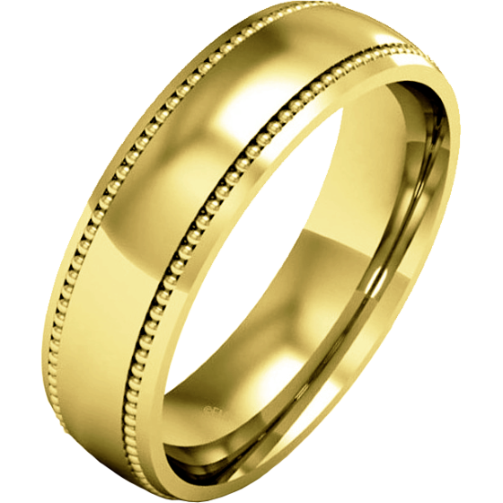 Plain Wedding Band for Women in 18ct Yellow Gold, heavy weight, mill-grained, with a polished/brushed finish-img1