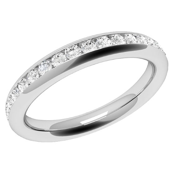 Full Eternity Ring/Diamond set wedding ring for women in platinum with round brilliant cut diamonds in channel setting-img1