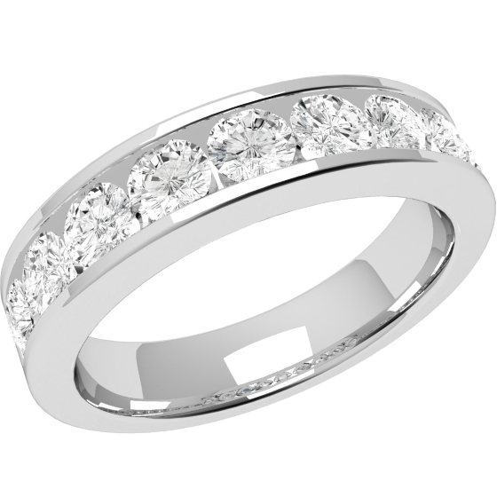 Half Eternity Ring Diamond Set Wedding For Women In Platinum Half Eternity Ring Diamond Set Wedding For Women In Platinum With 9 Round Brilliant Cut Diamonds A Channel Setting Width 4 5mm