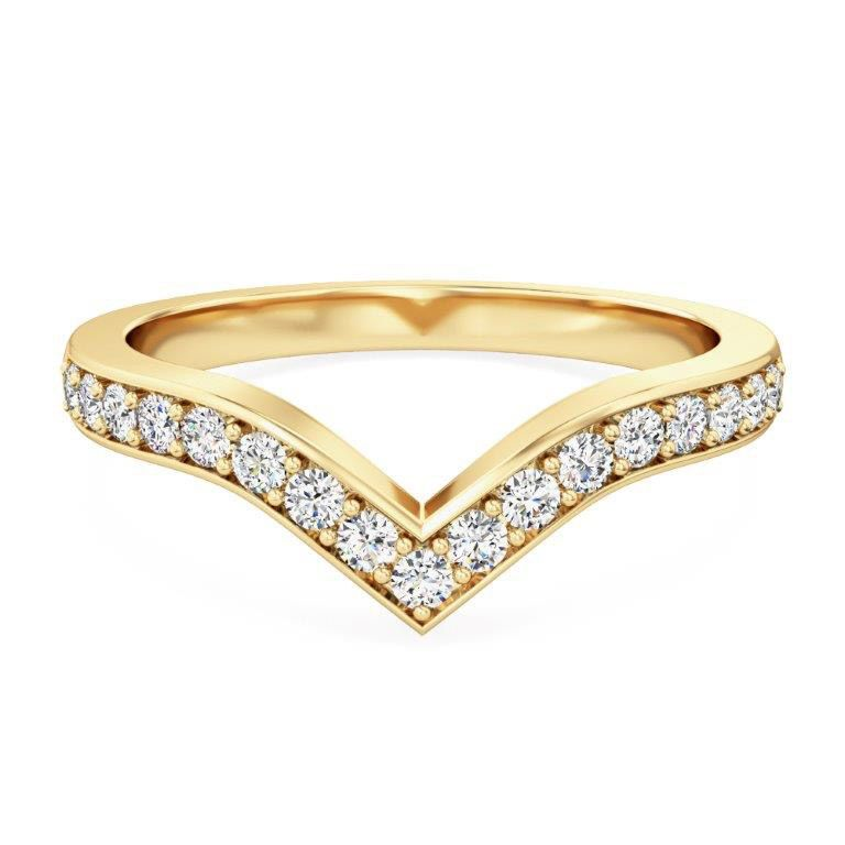Verigheta cu Diamant/ Inel Eternity Dama din Aur Galben 18kt cu Diamante Rotunde Briliant si Forma de 'V'-img1