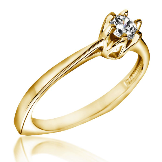 RDWEFAu139/14Y Inel de Logodna Solitaire Dama Aur Galben 18kt cu un Diamant Rotund in 6 Gheare-img1