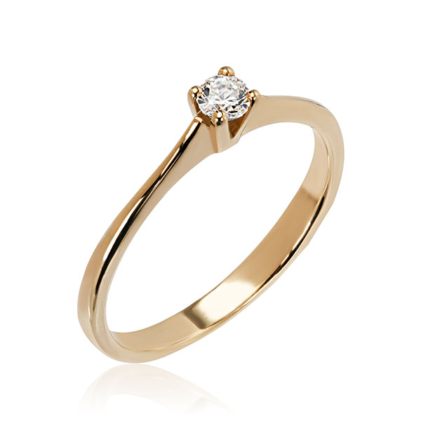 Inel de Logodna Solitaire Dama Aur Roz 14kt cu un Diamant Rotund in Setare cu 4 Gheare-img1
