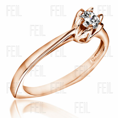 RDWEFAu139/14R Inel de Logodna Solitaire Dama Roz Alb 18kt cu un Diamant Rotund in 6 Gheare-img1