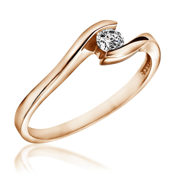 RDWEFAu142/14R Inel de Logodna Solitaire Dama Aur Roz 14kt cu un Diamant Rotund Briliant in Setare Tensionata, Inel Twist-img1