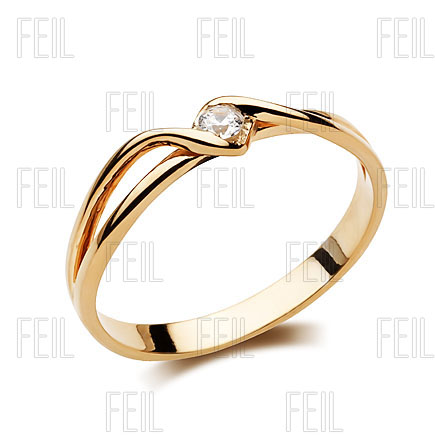 Inel de Logodna Solitaire Dama Aur Roz 14kt cu un Briliant Rotund, Sina Despicata-img1