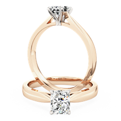 Inel de Logodna Solitaire Dama Aur Roz 18kt cu Diamant Radiant in Setare 4 Gheare