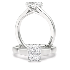 Inel de Logodna Solitaire Dama Platina 950 cu Diamant Radiant in Setare 4 Gheare