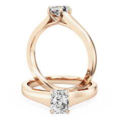 Inel de Logodna Solitaire Dama Aur Roz 18kt cu Diamant Radiant in Setare 4 Gheare