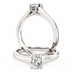 Inel de Logodna Solitaire Dama Aur Alb 18kt cu Diamant Radiant in Setare 4 Gheare