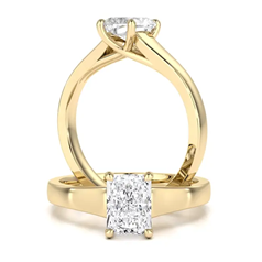 Inel de Logodna Solitaire Dama Aur Galben 18kt cu Diamant Radiant in Setare 4 Gheare