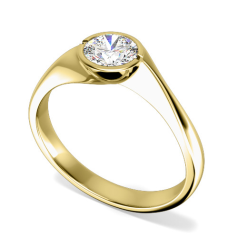 Inel de Logodna Solitaire Dama Aur Galben 18kt cu Diamant Rotund Briliant in Setare Rub Over