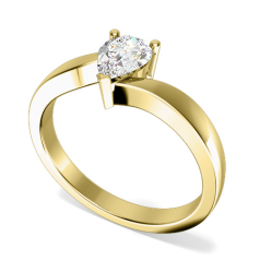 Inel de Logodna Solitaire Dama Aur Galben 18kt cu un Diamant Forma Para in Setare Gheare, Inel Twist