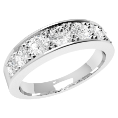 Inel Semi Eternity Dama Aur Alb, 18kt cu 7 Diamante Rotunde care se Inlargesc spre Centru