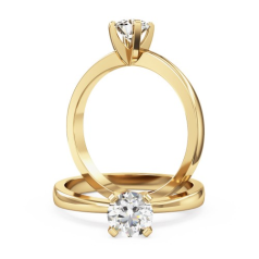 Inel de Logodna Solitaire Dama Aur Galben 18kt cu un Diamant Rotund Briliant in Setare cu 4 Gheare