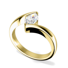 Inel de Logodna Solitaire Dama Aur Galben 18kt cu un Diamant Forma Marchiza, Inel Twist