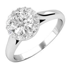 Inel de Logodna Tip Halo cu Mai Multe Diamante Dama Platina 950 cu Diamante Rotunde Briliant Setate cu Gheare